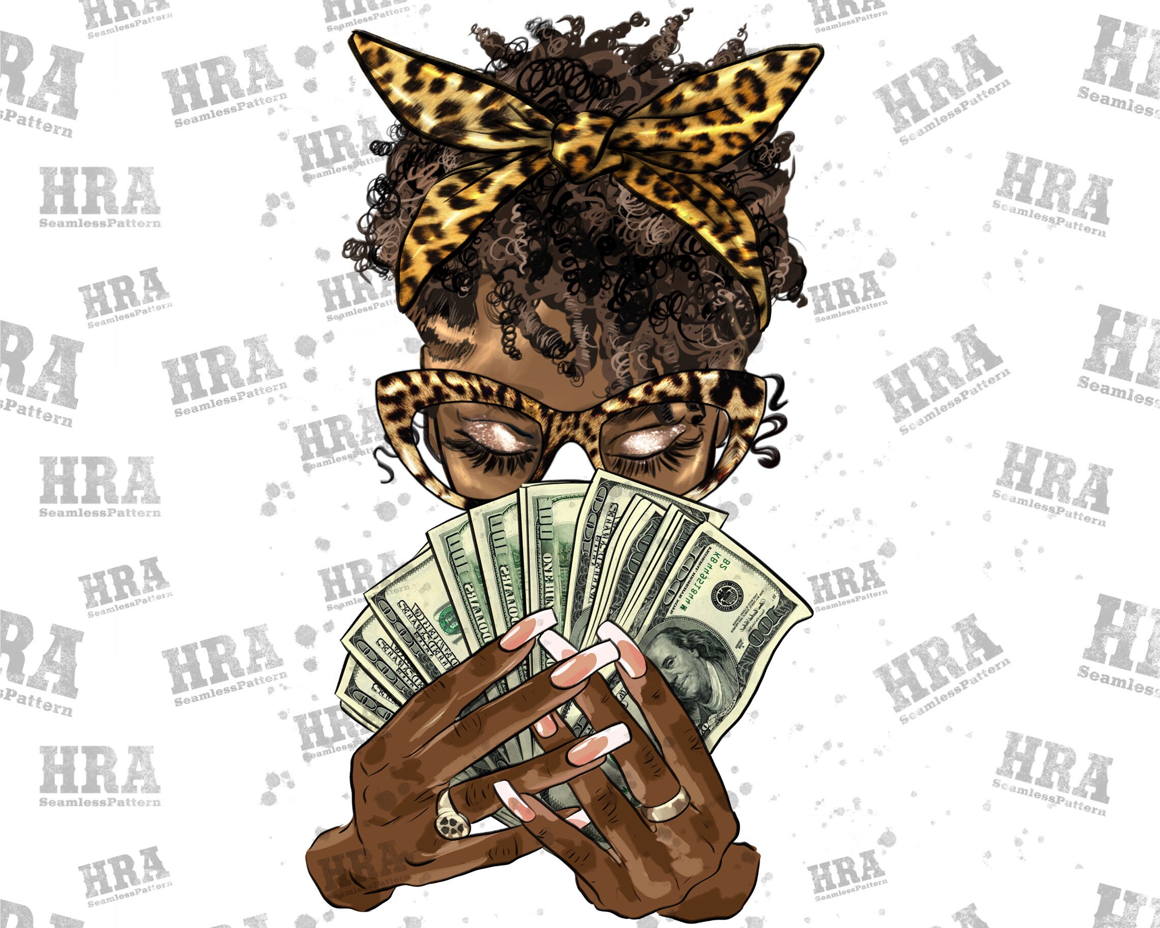 Short Hair Afro Messy Bun With Money Png Sublimation Design, Messy Bun Black Woman, Holding Money Cash Png, Afro Woman Hand Png Download