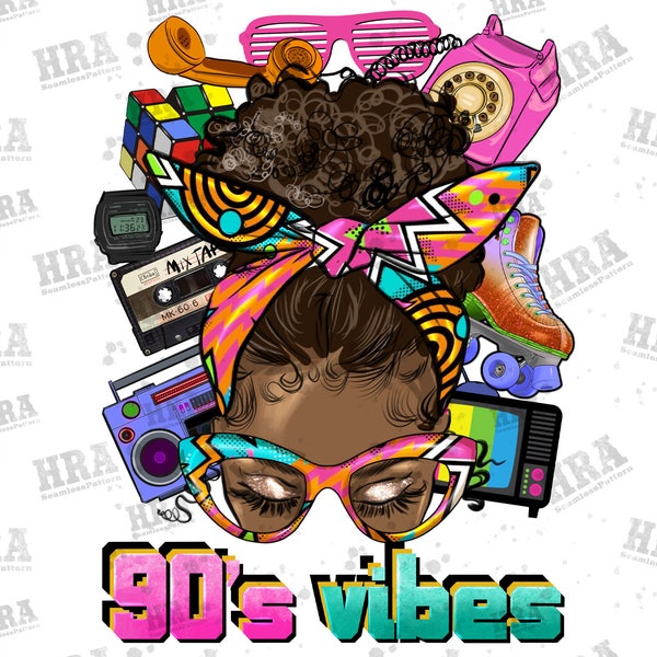 Afro messy bun 90's vibes png sublimation design download, 90's vibes png, 90's vibes messy bun png, sublimate designs download