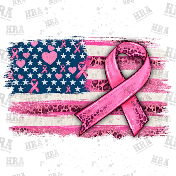 American flag and Cancer ribbon pattern png sublimation design downoad, Breast Cancer png,  American png, sublimate designs download