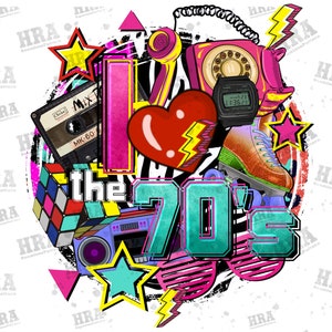 Me encanta el diseño de sublimación png de los años 70, png retro, png de los años 70, png de fiesta de los años 70, png retro de los años 70, png vintage de los años 70, descarga digital