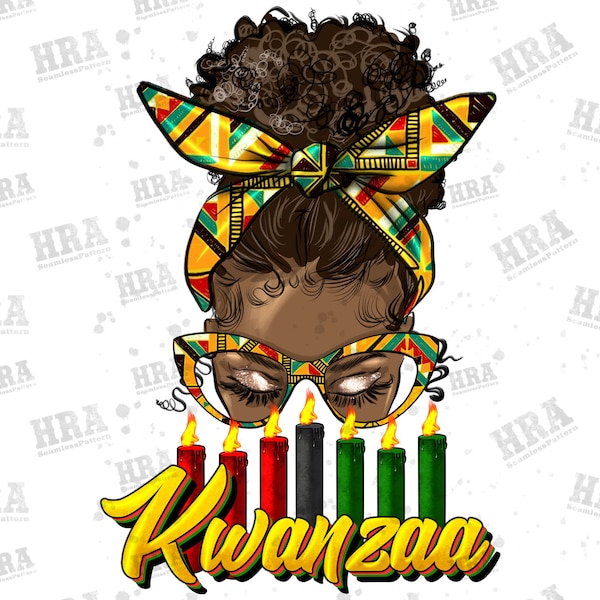 Kwanzaa Afro Messy Bun Png Diseño de sublimación, Kwanzaa Png, Velas Kwanzaa Png, Happy Kwanzaa Png, Sublimación Kwanzaa Png, Descarga digital