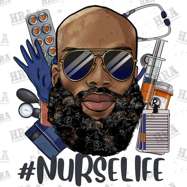 Black Bald Man Nurse Life Png Sublimation Design, Black Man Nurse Png, Bearded Black Nurse Sunglasses Png, Afro Nurse Png, Digital Downloads
