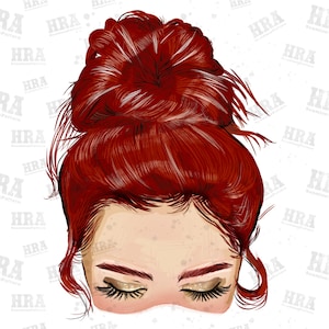 Panino disordinato testa rossa senza occhiali png, donna capelli rossi png, panino disordinato png, capelli rossi png, download di disegni sublimati