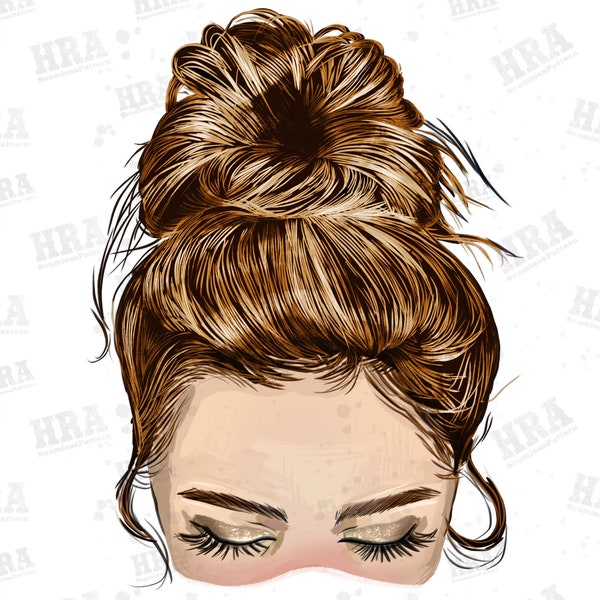 Messy bun light brown hair without glasses png sublimation design download, messy bun png, lightbrown hair png, sublimate designs download