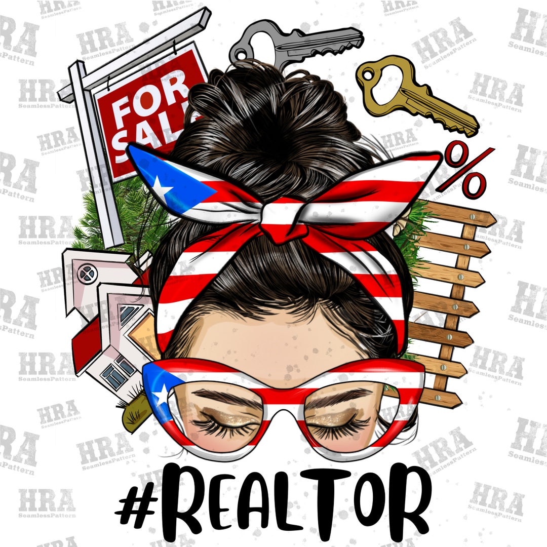 Messy Bun Realtor Puerto Rico Flag Png Sublimation Design Download