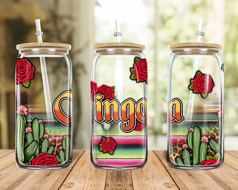 Western Chingona Libbey Cup Png Sublimation Design, 16oz Libbey Cup Png, Roses And Leopard Chingona Glass Can Beer Png, Digital Downloads image 1