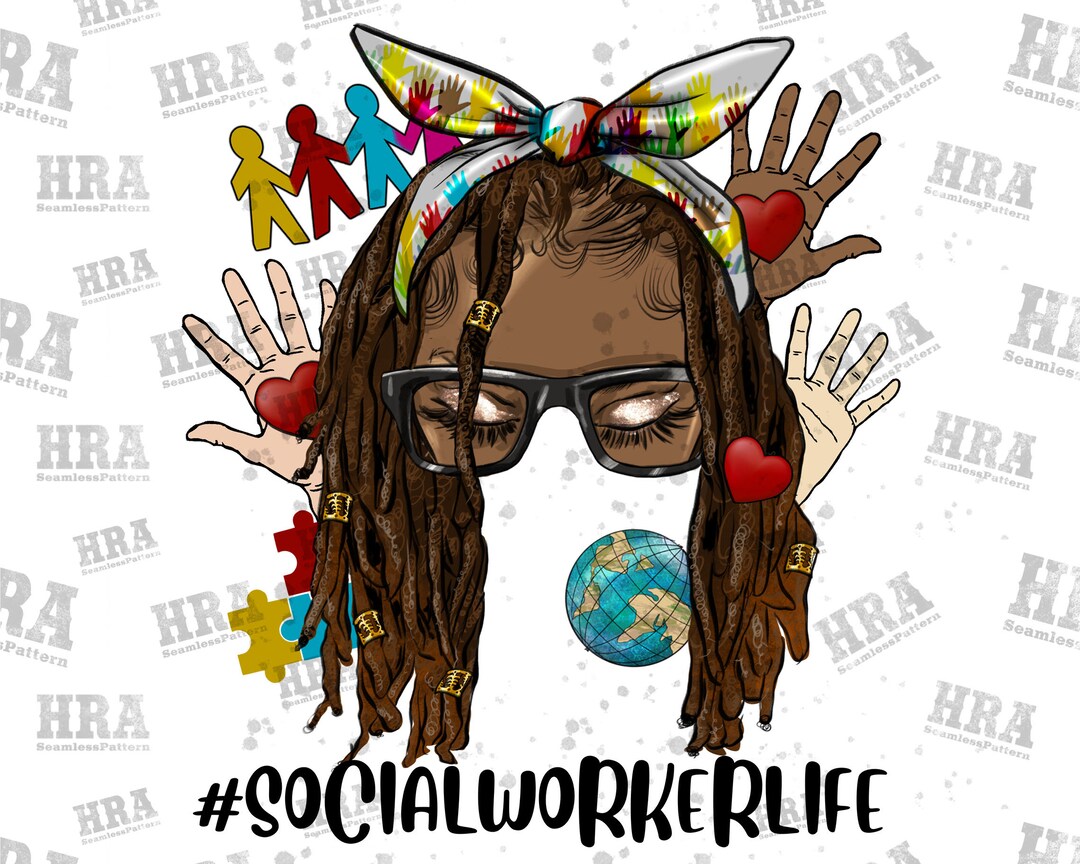 Afro Locs Social Worker Life Sublimation Design, Black Woman Png, Black ...