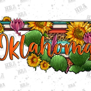 Cactus y Serape Oklahoma Mapa Png Diseño de sublimación, Diseño de mapa de Oklahoma occidental Png, Leopardo y Serape Oklahoma Mapa Png, Descargas digitales