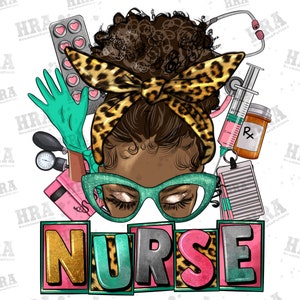 Afro messy bun Krankenschwester png Sublimation Design Download, schwarze Frau png, Krankenschwester png, Krankenschwester png, sublimieren Designs herunterladen