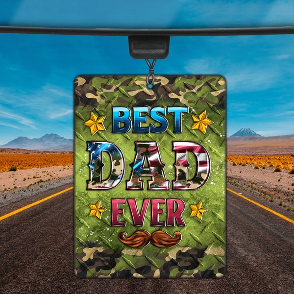 Western Best Dad Ever Auto Luchtverfrisser Png Sublimatie Design, USA Vlag Papa Rechthoek Auto Luchtverfrisser Png, Vaderdag Png Downloads