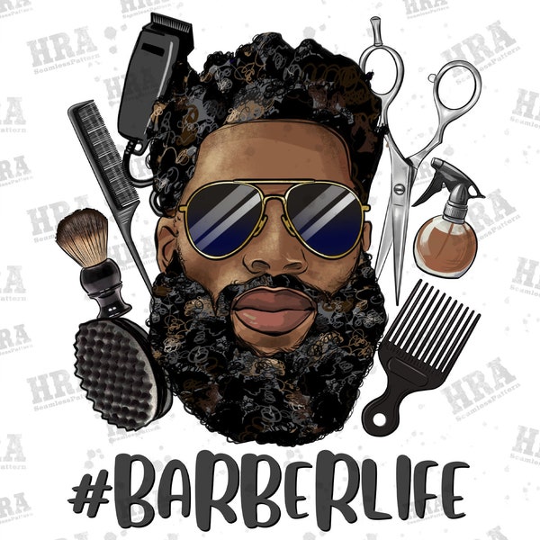 Barber Life Black Man Png Sublimation Design, Afro Man Barber Png, Bearded Afro Barber Sunglasses, Afro Barber Png, Barber Png Downloads