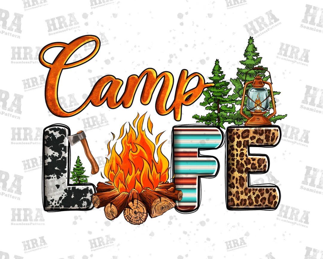 Camp Life Png Sublimation Design, Camp Fire Png, Leopard and Cowhide Camp Life Png, Camp Life