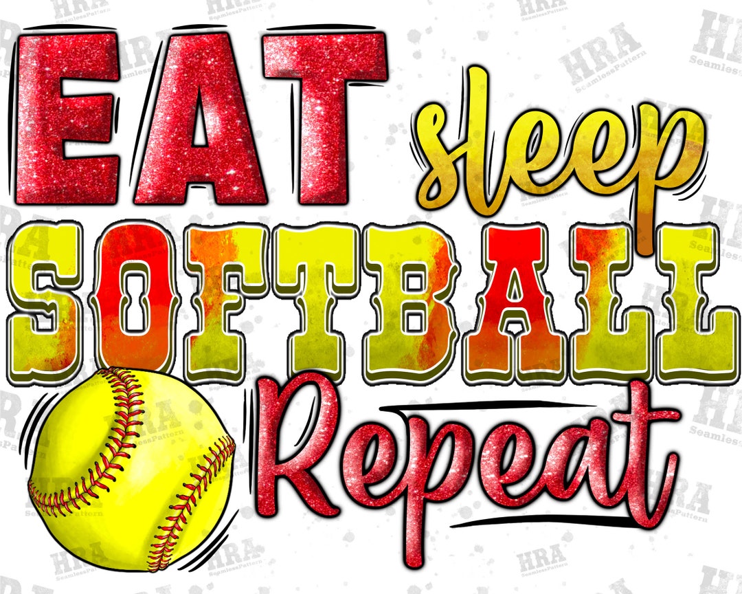 Eat Sleep Softball Repeat Png Sublimation Design, Softball Game Png