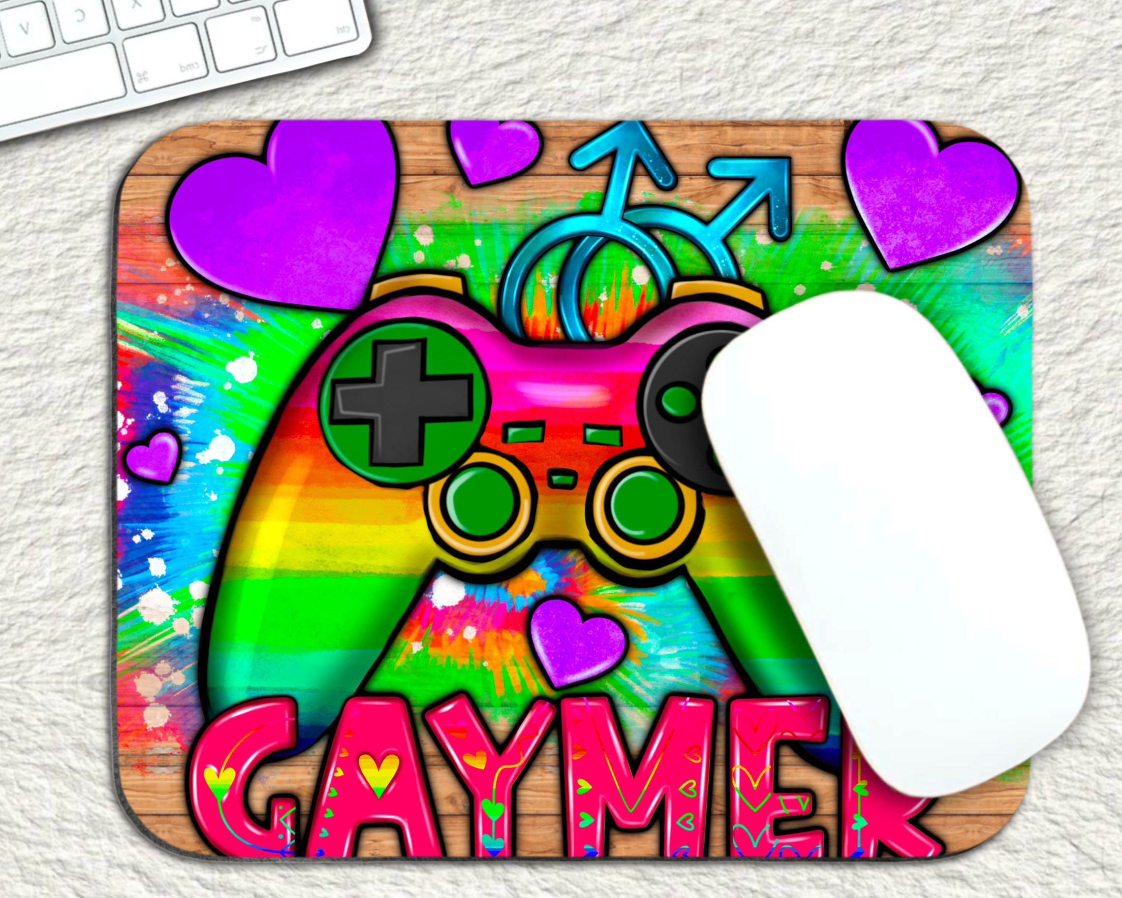 GAY CLUB NEON SIGN PRIDE LGBT CUSTOM MOUSE PAD COMPUTER GAMING NON-SLIP  NEOPRENE