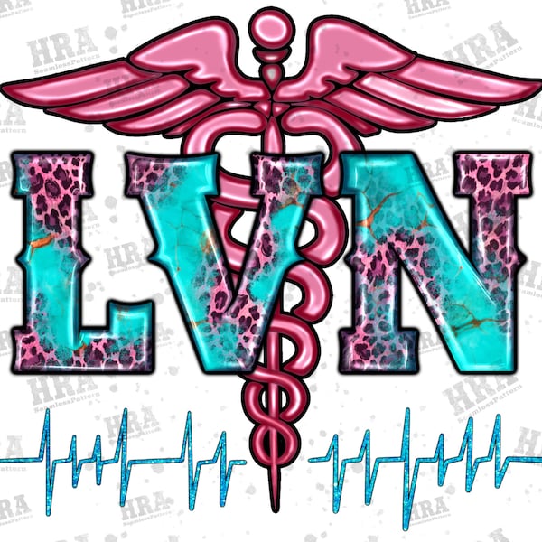 LVN Licensed Vocational Nurse Png Sublimation Design,Leopard Nurse Png, Turquoise Nurse Png, Nurse Clipart Png Digital Downloads