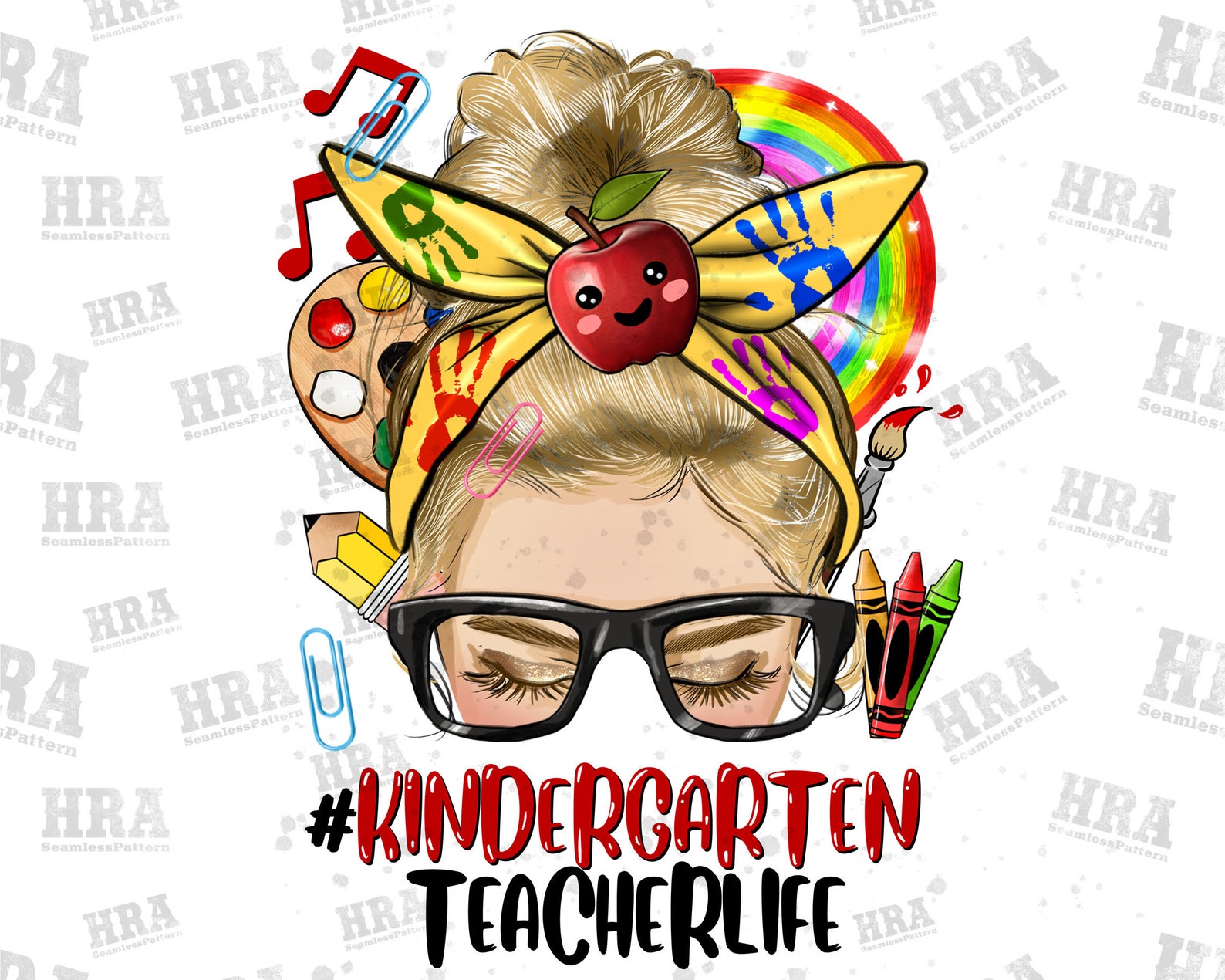Blonde Messy Bun Kindergarten Teacher Life Png Sublimation - Etsy