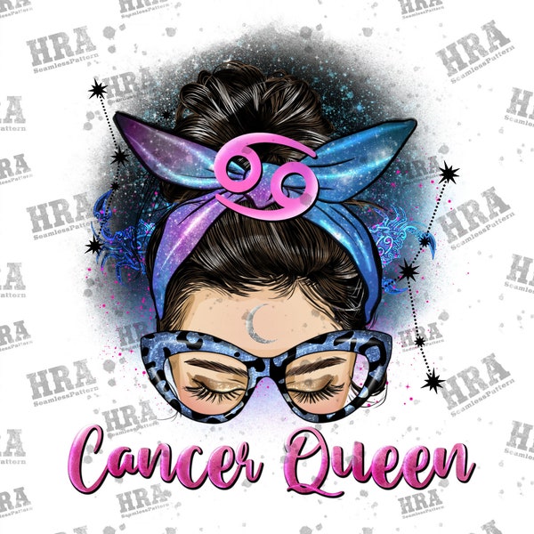 Messy Bun Cancer Queen Png Sublimation Design, Messy Bun Cancer Png, Messy Bun Clipart, Cancer Zodiac Png, Cancer Queen Png,Digital Download