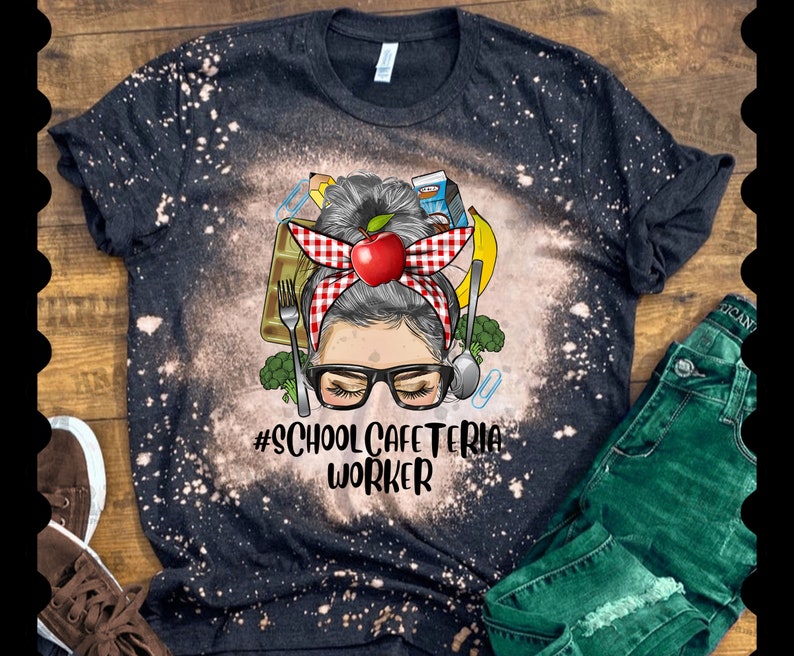 Messy Bun Gray Hair School Cafeteria Worker Png Sublimation Etsy