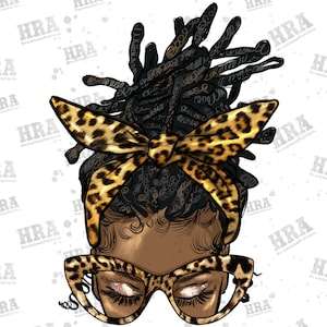 Afro Messy Bun Loc Hair Leopard Png Sublimation Design, Afro Messy Bun Loc Png, Leopard Messy Bun Png, Afro Woman Png, Digital Download
