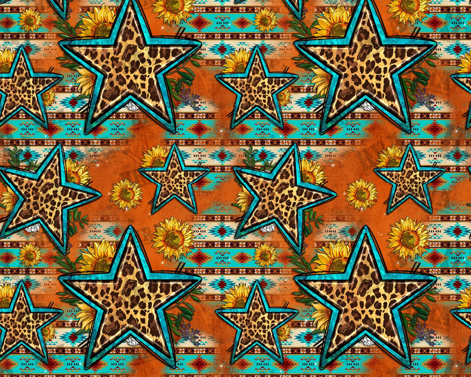 Western Stars Seamless Pattern Png Sublimation Design Leopard - Etsy