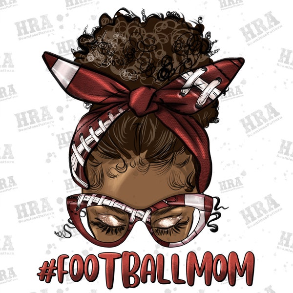 Afro Messy Bun Football Mom Png Sublimation Design, Black Woman Png, Afro Messy Bun Png, Football Mom Png, Football Png, Digital Download