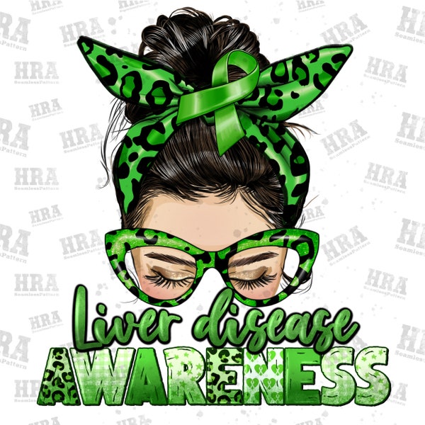 Liver Disease Awareness messy bun png sublimatiton design download, Liver Disease png, green ribbon png, sublimate designs download