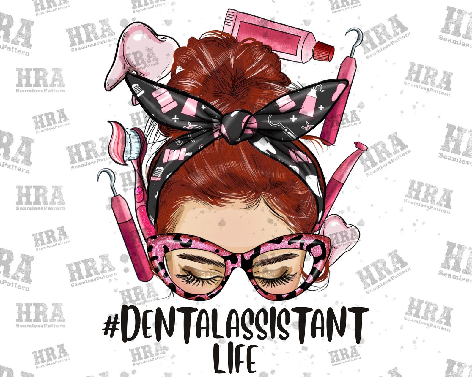 Redhead Messy Bun Dental Assistant Life Png Sublimation Etsy