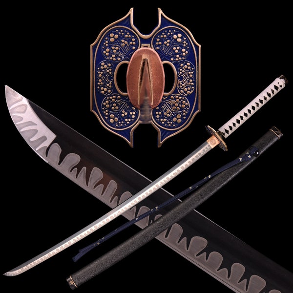 Yamato Katana Copper Tsuba, Yamato Cosplay Replica 1095 Steel Blade Battle Ready, Yamato Vergil Sword, Devil May Cry Samurai Katana Sword