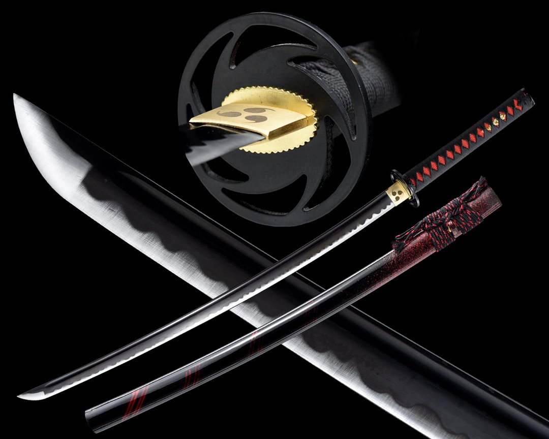 Buy Handmade Katana Sword Real Katana 1060 Steel Black Blade Japanese
