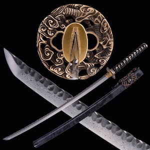 Katanas japonesas de acero plegable, cuchillo de práctica hecho a