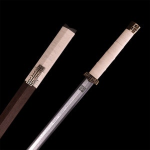 Handmade Chinese Han Sword Two-Handed Sword Hand Forged Real Sword Eight-faced Han Sword Damascus Steel Clay Forged, Pure Copper