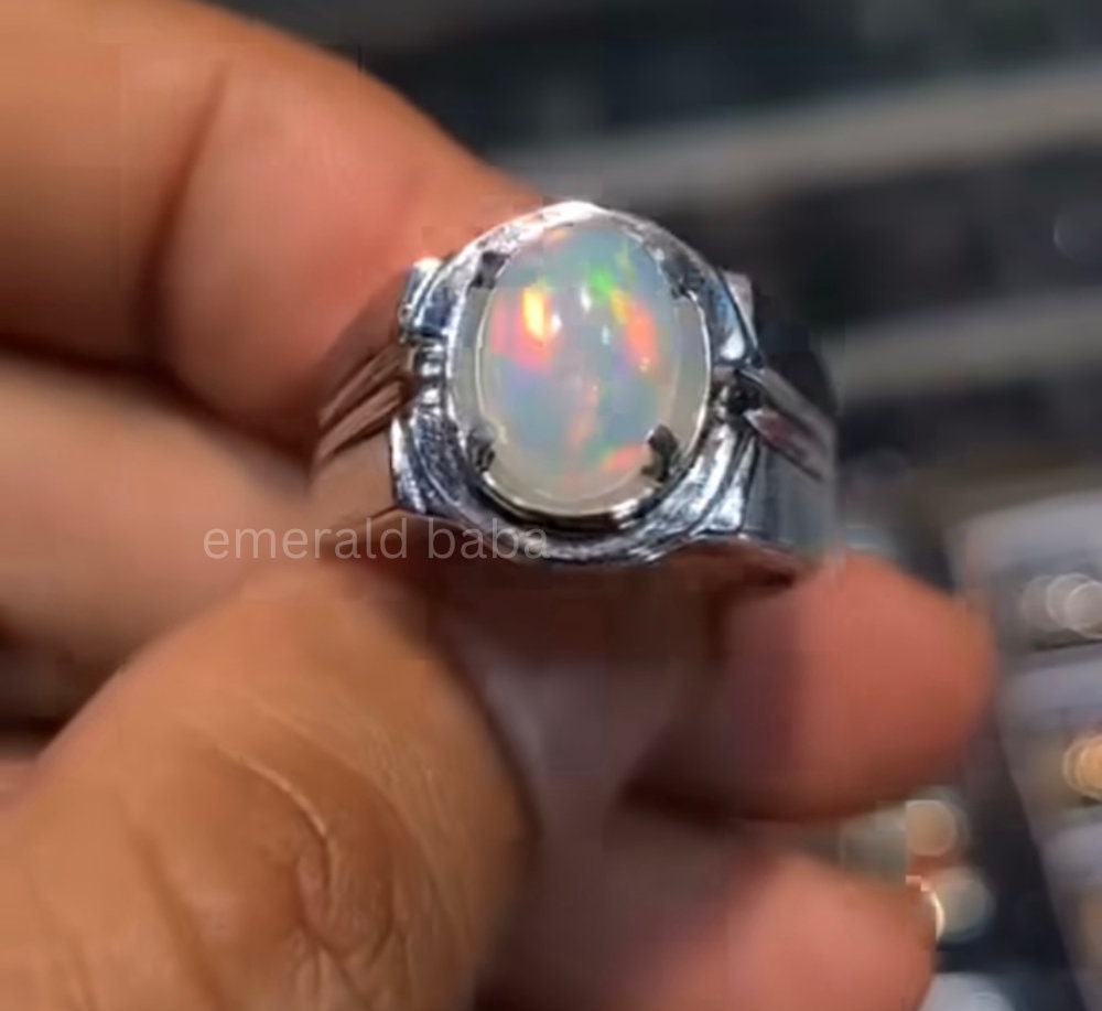 Fire Opal Men Ring in 925 Sterling Silver AAA Quality Oval Etsy