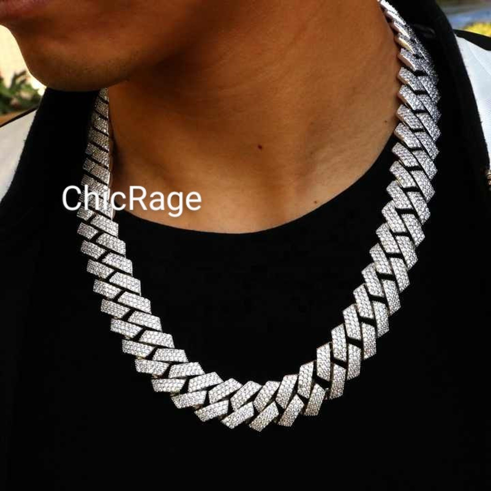 VVS1 Moissanite Diamonds Studded Cuban Link Chain Fully Iced - Etsy