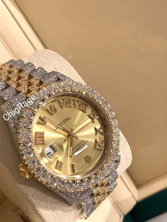 VVS1 MOISSANITE DIAMONDS Studded Watch Fully Iced Out Analog - Etsy