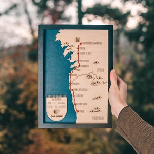Jakobsweg Karte | Camino portuges da costa | personalisiertes Andenken