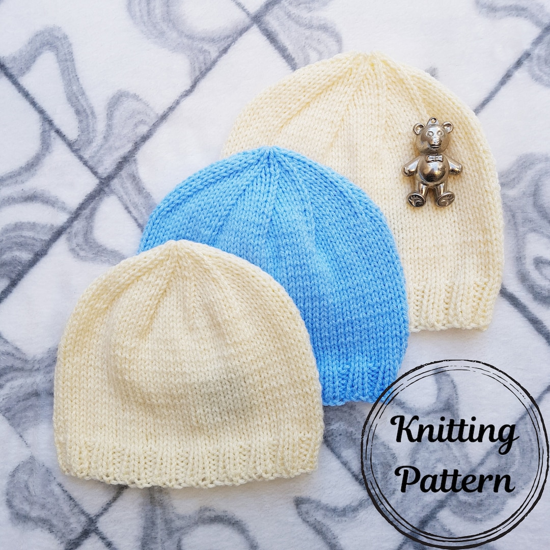 Beginner Knitting Pattern, the SIMPLEST BABY BEANIE, Easy Patterns for