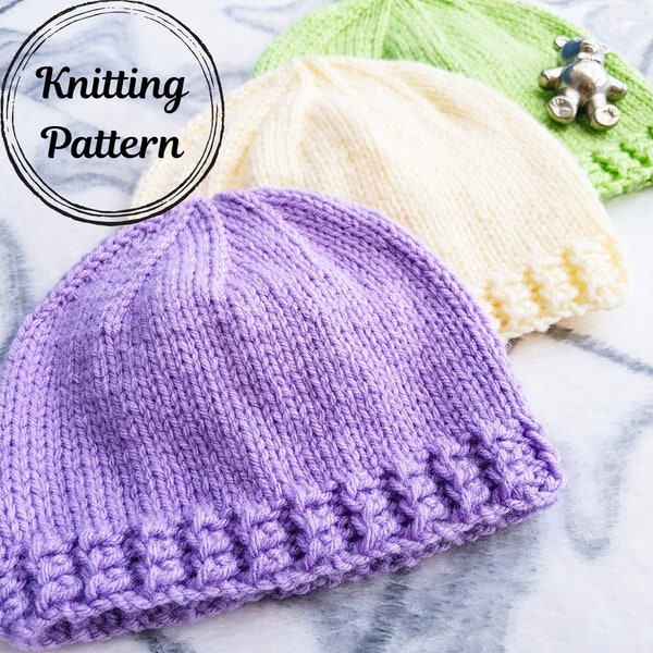 Beginner knitting pattern, SIMPLEST BABY BEANIE 3.0, Easy patterns for babywear, Easy knitting pattern for baby hat, Baby pattern, Baby knit