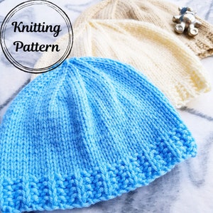 Anfänger Strickmuster, SIMPLEST BABY BEANIE 2.0, Easy Babywear Strickmuster, Easy Strickmützen für Neugeborene, Neugeborenen Mütze Muster