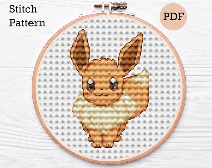 Pokemon Eevee Cross Stitch Pattern Pokemon Cross Stitch Etsy
