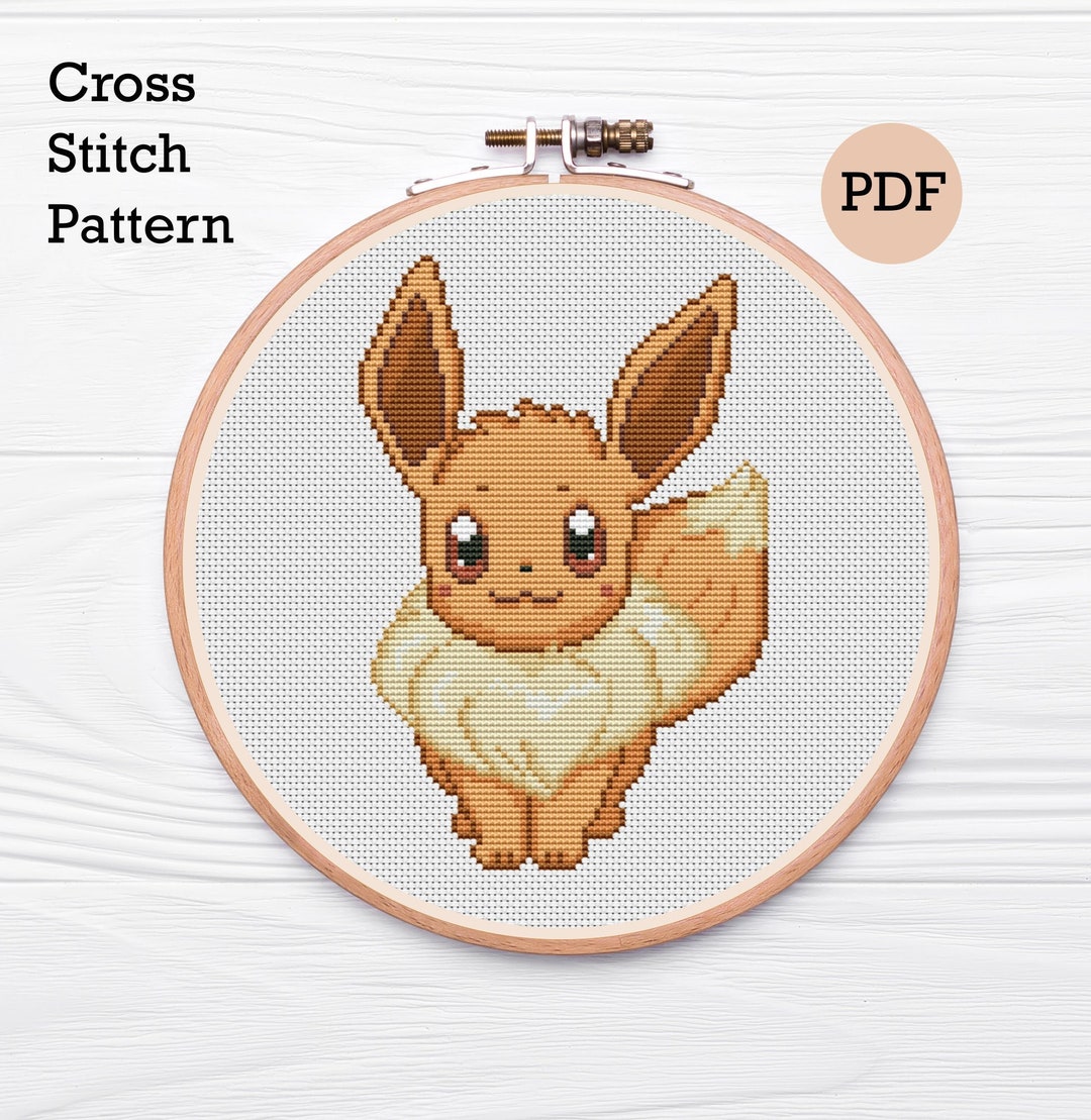 Pokemon Eevee cross stitch pattern pokemon cross stitch Etsy España