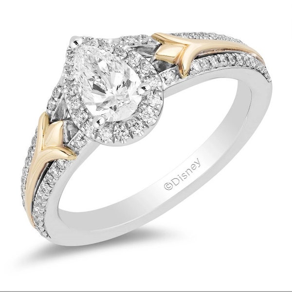 Enchanted Disney Fine Jewelry 14K White Gold and Yellow Gold with 3/4 CTTW Diamond Anna Engagement Ring