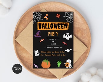 Halloween Party Invitation | Halloween Invite | Fun Halloween Party | Kids Halloween Invite | Editable Template | Canva Template