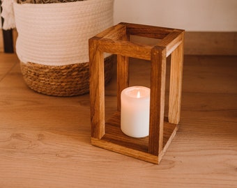 Oak lantern for a candle - small