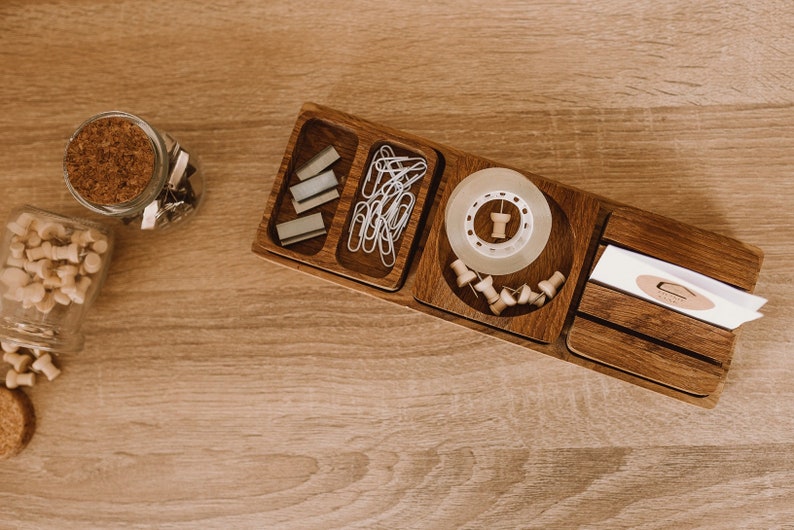 Wooden desk organizer modular, oak image 3