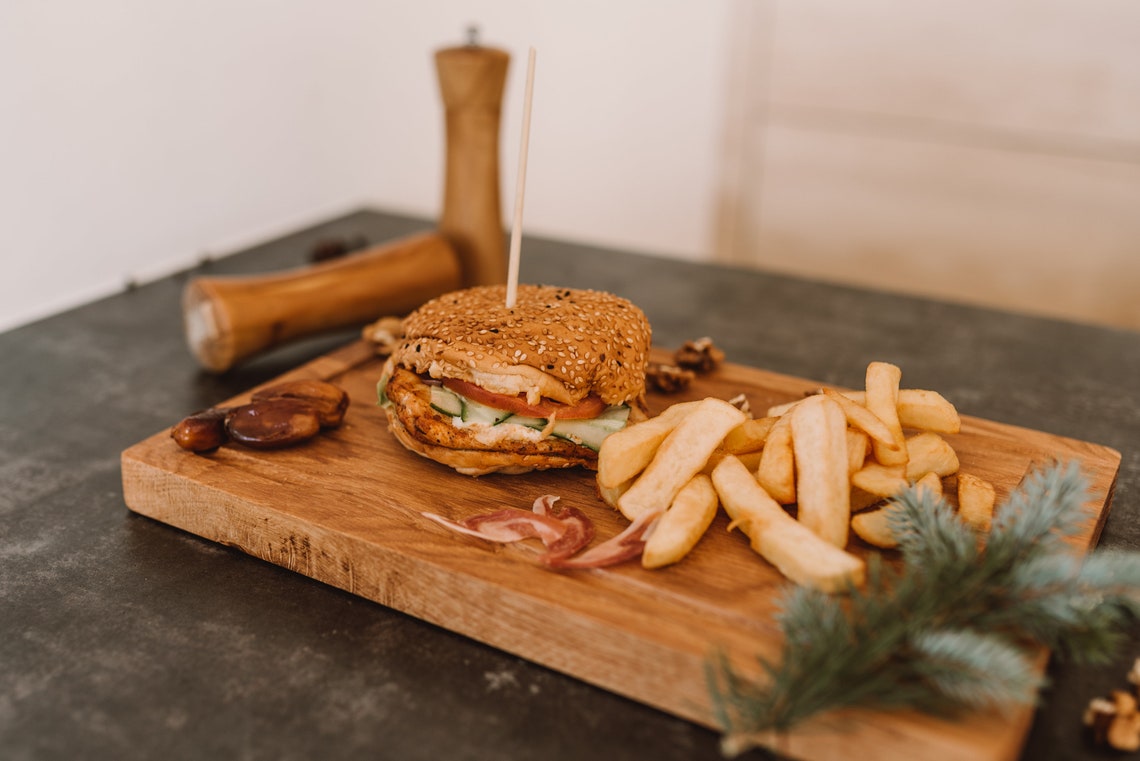 CUTTING BOARD OAK Steak Burger Board Etsy