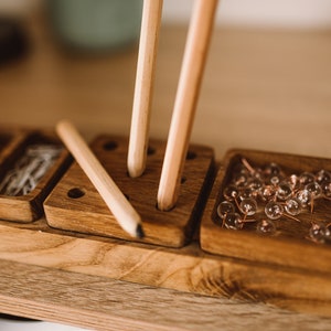 Wooden desk organizer modular, oak image 2