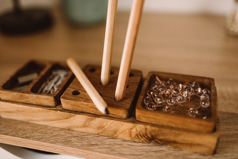 Wooden desk organizer modular, oak image 2