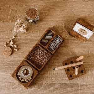 Wooden desk organizer modular, oak image 1