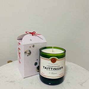 Recycled Tattinger Champagne Bottle Candle | Soy Wax | Vegan | A Perfect Gift for a Champagne Lover | Scented | Unique Christmas Gift