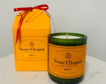 Upcycled Champagne Bottle Candle | Veuve Clicquot | Soy Wax | Perfect Gift | Champagne Lover | Unique Christmas Gift